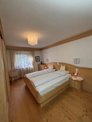 a bedroom with a large bed and a window at Ciasa Nives in La Villa