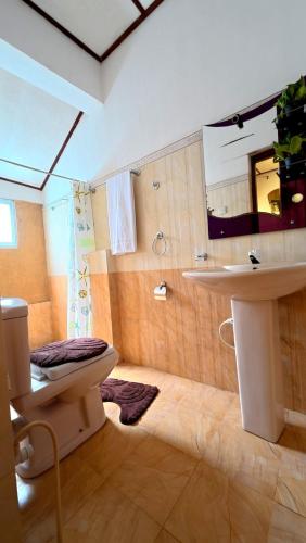 a bathroom with a toilet and a sink at Ceylon Bliss Retreat- Kandy Wellness Hotel in Kandy