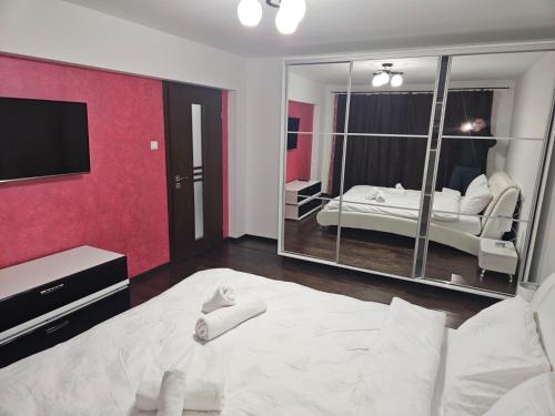 Ένα ή περισσότερα κρεβάτια σε δωμάτιο στο Brianna Apartament