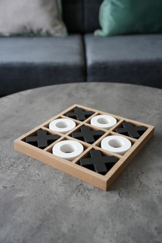 a wooden board game on top of a table at Hyslop Hideaway in Airdrie