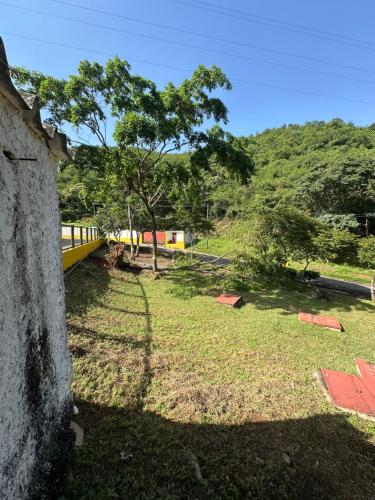 a view of a park with a tree and a fence at New Auto Motel in Barcelona