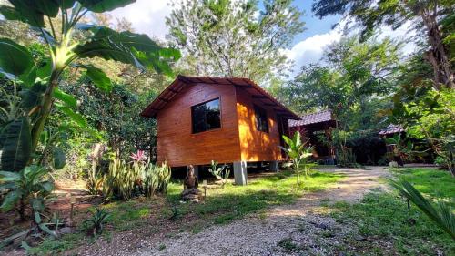 a tree house in the middle of a garden at Aura Bungalow in Tamarindo