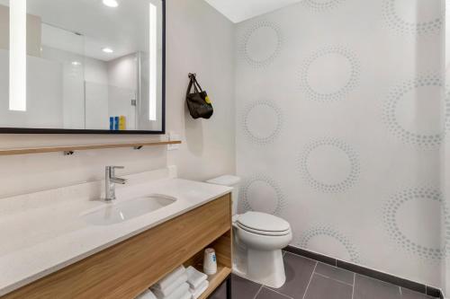 a bathroom with a sink and a toilet and a mirror at Tru By Hilton Goodlettsville Nashville in Goodlettsville