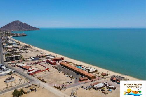 an aerial view of a beach with the ocean at Casa Sirena del Mar San Felipe Rental Home in San Felipe
