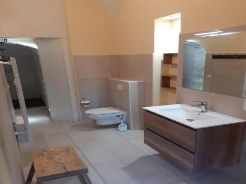 a bathroom with a sink and a toilet at Apartment near French Alps in Serrières-en-Chautagne