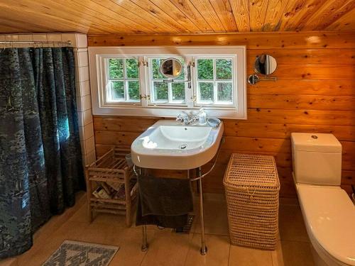 Et badeværelse på Log Cabin On Beautiful Natural Grounds In Hornbæk