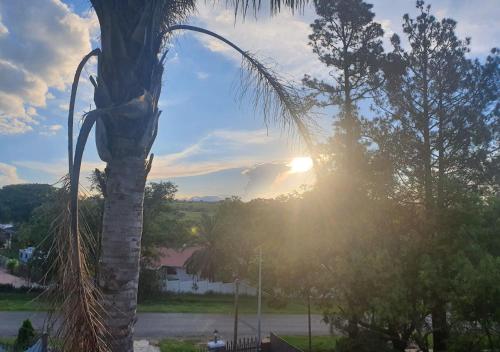 a palm tree with the sun shining behind it at The Haven: Make our Home your Home in Estcourt