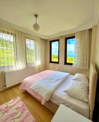 Postel nebo postele na pokoji v ubytování Amasra Doğa Apart
