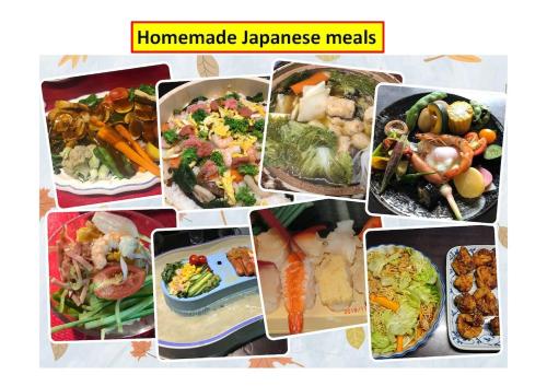 eine Collage von Bildern verschiedener Arten von Lebensmitteln in der Unterkunft YabFarm Lodge 202 in Kashiwa