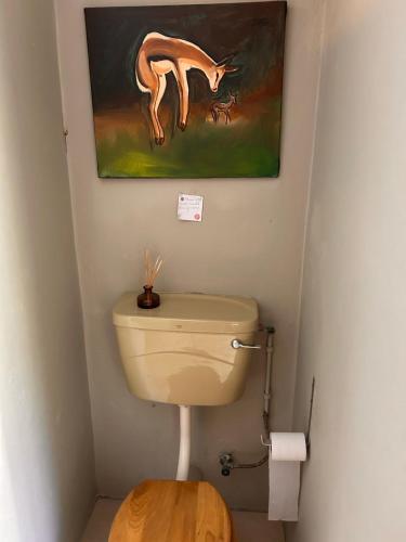 een badkamer met een toilet en een schilderij aan de muur bij Wavecrest in Port Alfred