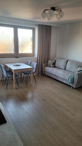un salon avec un canapé et une table dans l'établissement Apartament Floriana, à Radom