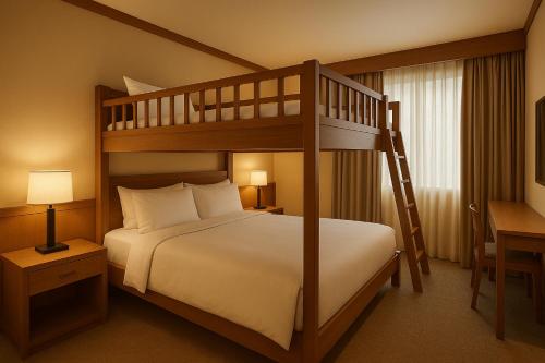 a bedroom with a bunk bed with a ladder at Busan Seomyeon Nestly Hotel in Busan