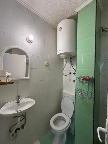 a bathroom with a toilet and a sink at Apartment with one bedroom in Kotor