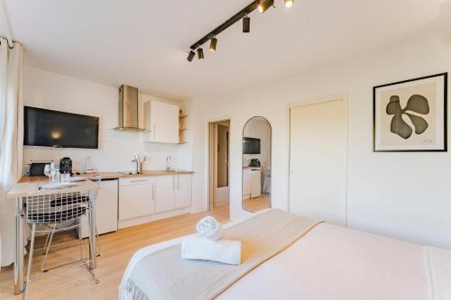 Kuchyň nebo kuchyňský kout v ubytování Renovated studio apartment in Marcq-en-Barœul