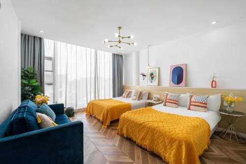 Ένα ή περισσότερα κρεβάτια σε δωμάτιο στο Shanghai Star Dream Hotel