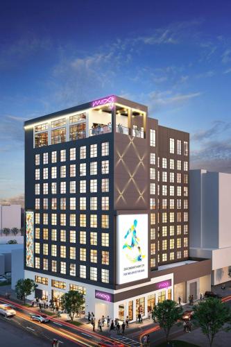 a rendering of a tall building with a sign on it at Moxy Atlanta Downtown in Atlanta