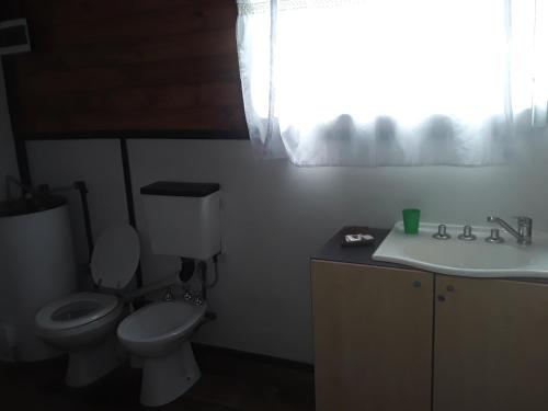 a bathroom with a toilet and a sink at Cabaña Doña Teresa 2 Huéspedes in Tigre