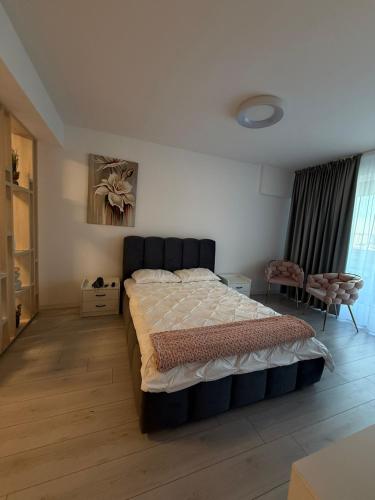 een slaapkamer met een groot bed in een kamer bij President 59 in Craiova