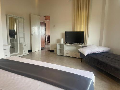 TV a/nebo společenská místnost v ubytování Peak Lodge