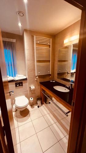 a bathroom with a toilet and a sink at Annebrook House Hotel in Mullingar
