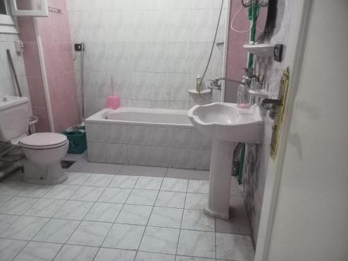a bathroom with a sink and a tub and a toilet at شقة بحر إسكندرية Bianchi Breeze in Alexandria