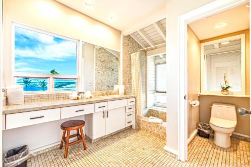 a bathroom with a sink and a toilet and a window at Kapalua Bay Villas 2 Free Rental Cars KBM Resorts Premium Bay Villa 2 Units 3 Bedrooms ML-1604 in Honokahua