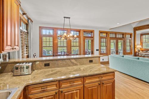 a kitchen with a sink and a counter top at Creekside Hideaway at The Farm in Banner Elk