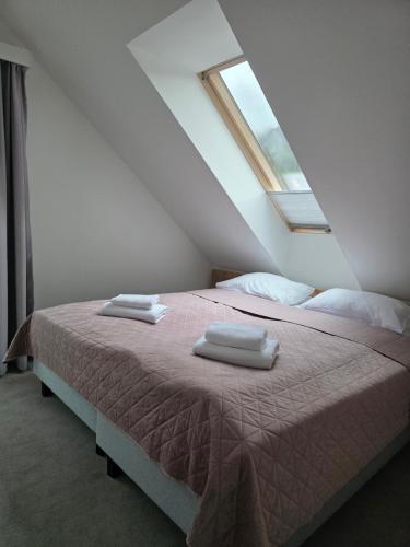 Ένα ή περισσότερα κρεβάτια σε δωμάτιο στο Aparthotel Apartamenty Czarna Góra 412