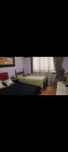 ein Schlafzimmer mit zwei Betten und einem Fenster in der Unterkunft Gustavo 2 in Villa Mercedes