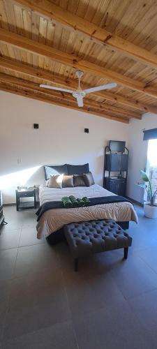 a bedroom with a bed and a wooden ceiling at Loft Moderno in Viedma