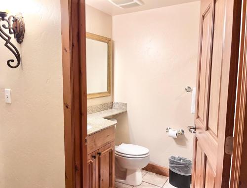 a bathroom with a toilet and a sink and a window at Relaxing Double Queen Suite Near Park City & Sundance Ski Resorts - 1087 in Mound City