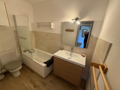 Et badeværelse på Studio cosy 4 pers, pied des pistes, parking - FR-1-515-238