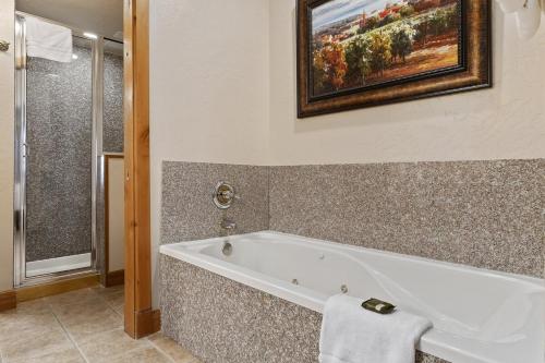 a bathroom with a bath tub and a painting on the wall at Zermatt 2BR Family Villa Near Deer Valley & Park City Ski Resorts - 2022 in Mound City