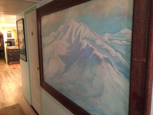 a picture of a painting of a mountain at Klutina Kate's B&B in Copper Center