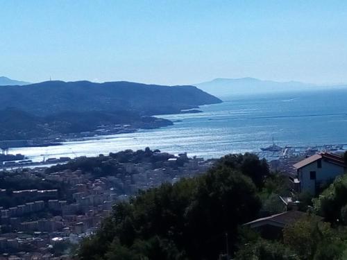 a view of a city and a body of water at Borgo Foce La Spezia in La Foce