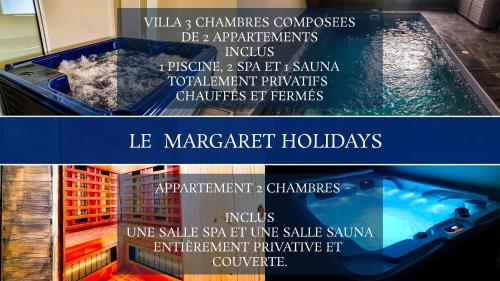 a collage of two pictures of a tub with water at Le Margaret Holidays in La Plaine des Cafres