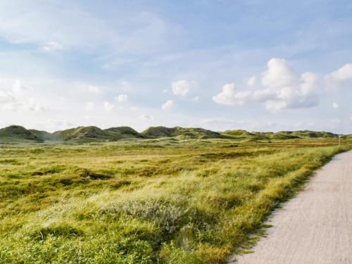 eine unbefestigte Straße auf einem Feld mit Hügeln im Hintergrund in der Unterkunft Luxury Retreat with Spa - By Traum Ferienwohnungen in Hvide Sande
