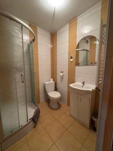 Koupelna v ubytování Zajazd Oleńka