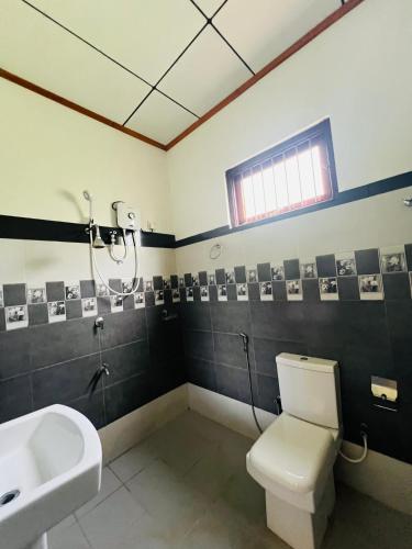 a bathroom with a toilet and a sink at Ella Bungalow in Ella