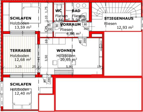 Plantegning af Ferienwohnungen Grünbichl