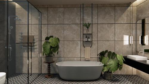 Koupelna v ubytování LUMI Reverside Hotel