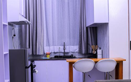 Kuchyň nebo kuchyňský kout v ubytování Serene Slope Apartment