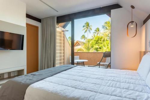 Una cama o camas en una habitación de Bangalô Luxo-Piscina Privativa-Eco Resort-SH134