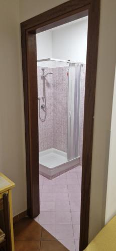 y baño con ducha, aseo y ducha. en A Casa Di Luca, en Diamante