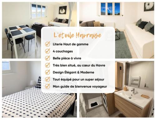 Ένα ή περισσότερα κρεβάτια σε δωμάτιο στο L'étoile Havraise - 4 people 3 beds