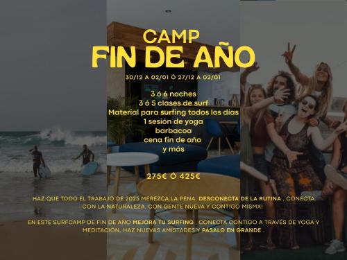 a flyer for a camp fin de amo at TAKE SURF Hostel Conil in Conil de la Frontera