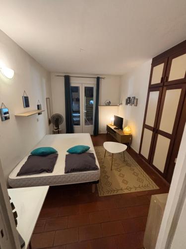 Ένα ή περισσότερα κρεβάτια σε δωμάτιο στο Studio cosy au pied de la Soufrière