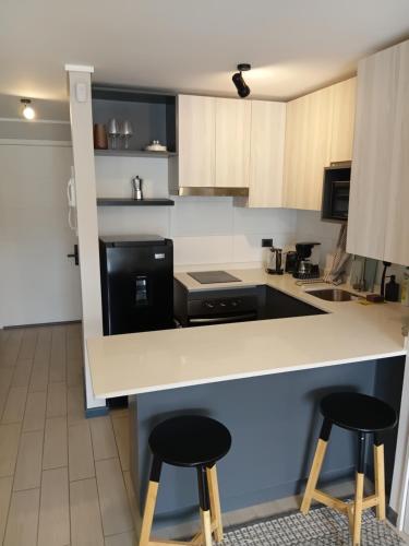 Kuchyň nebo kuchyňský kout v ubytování Departamento estudio con estacionamiento