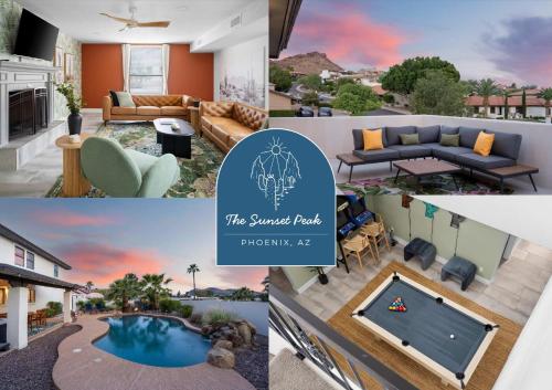 a collage of photos of a house at Game Room Resort Pool HotTub Modern Desert Oasis in Phoenix
