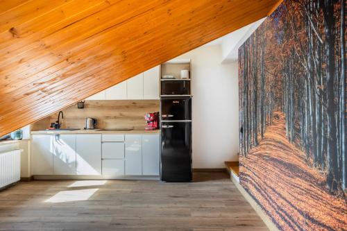 Kuchyň nebo kuchyňský kout v ubytování Apartamenty RoweloveBB